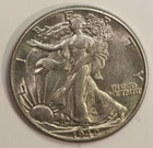1942 About Uncirculated Walking Liberty Half Dollar, middle AU