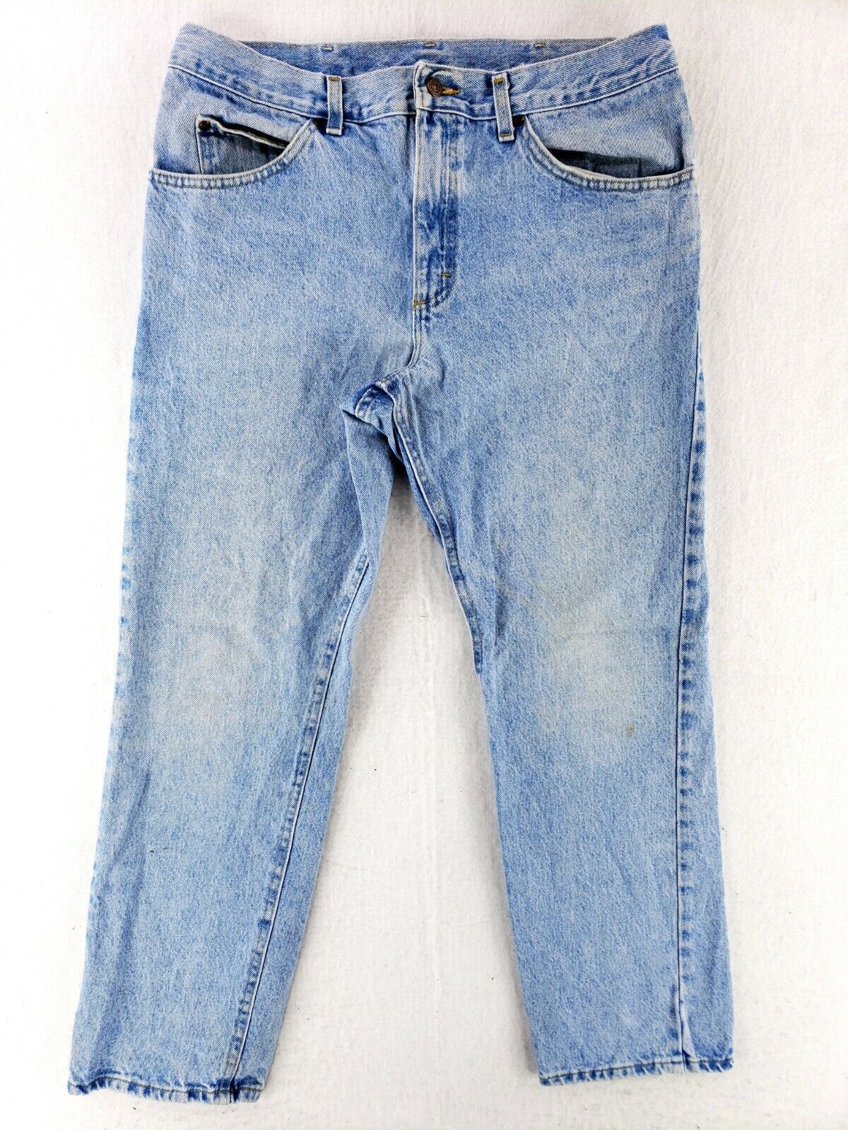 Vintage Lee 90s High Rise Jeans 34x30.5 Faded Stone Wash Retro
