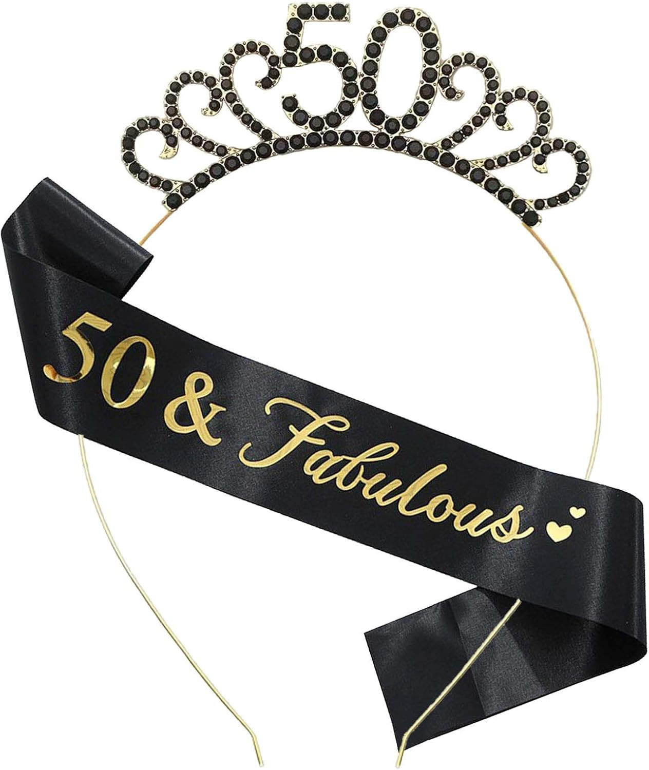 50Th Birthday Sash and Crown Crystal Tiara Women 50ThBirthday Hats 50Th Birthday