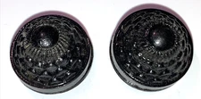 Lot of 2 VTG Black Plastic High Domed Relief Design Buttons Tunnel Shank 3/4"