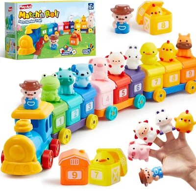 Preschool learning toys Montessori learning farm train, including 9 farm animals - Image 1 of 4
