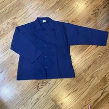 OMNI APPAREL XL X-LARGE NAVY BLUE LAB COAT SMOCK USA MADE POLY COTTON NEW NWOT