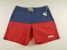 Fair Harbor Board short Swim Trunks Men s Size 34 Unlined Red Blue 4841 NWT