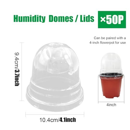 Pack de 50 cúpulas transparentes para macetas, cúpulas transparentes para plántulas compatibles con 4 - Imagen 2 de 6