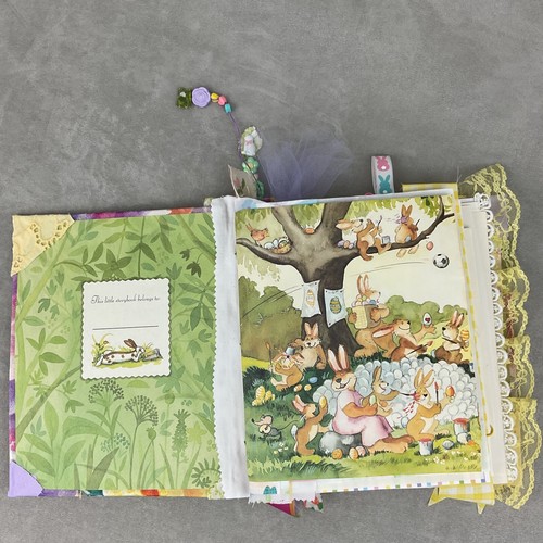 Handmade Easter bunny floral junk journal 8" x 10" w lots vintage ephemera - Imagen 9 de 24