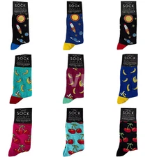 Sock Society Novelty Fun One Size Mens Womens Space Planets Bananas GIFT #MQ13