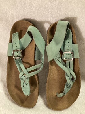 Garnet Hill Kids Green Suede Leather Thong Sandal EU36/US 4 ?) Made In Italy