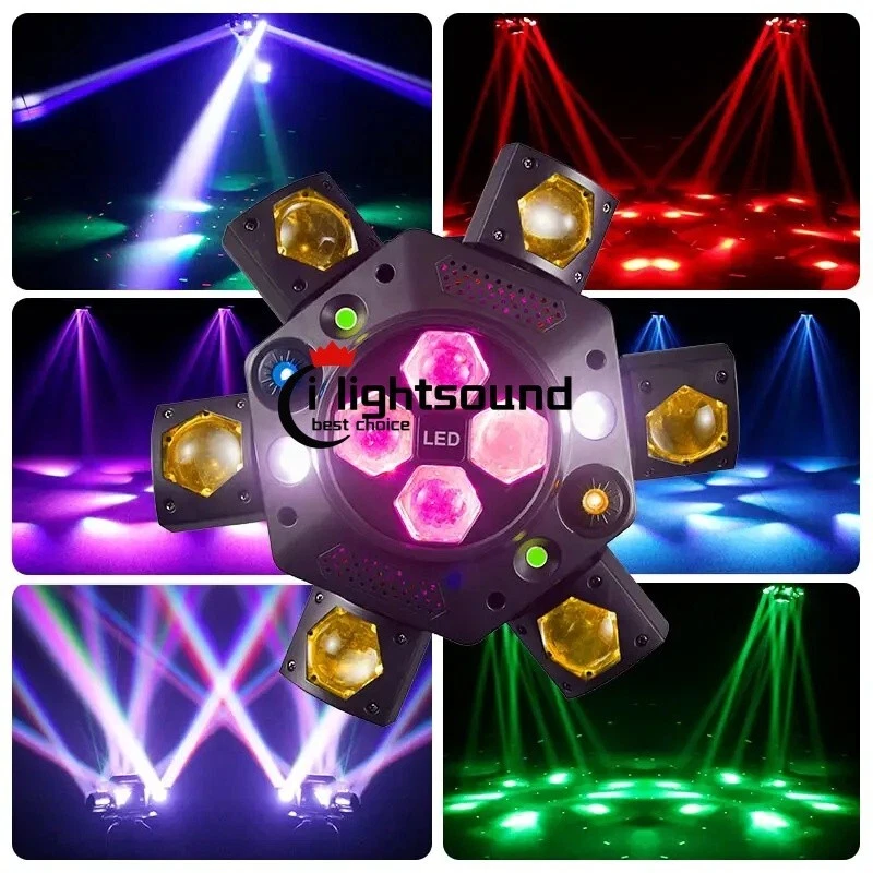 Moving Head DJ Lights 6 Arms Party Lights 150W RGBW 4In1 DMX IR bee eye Laser - Image 2 of 4