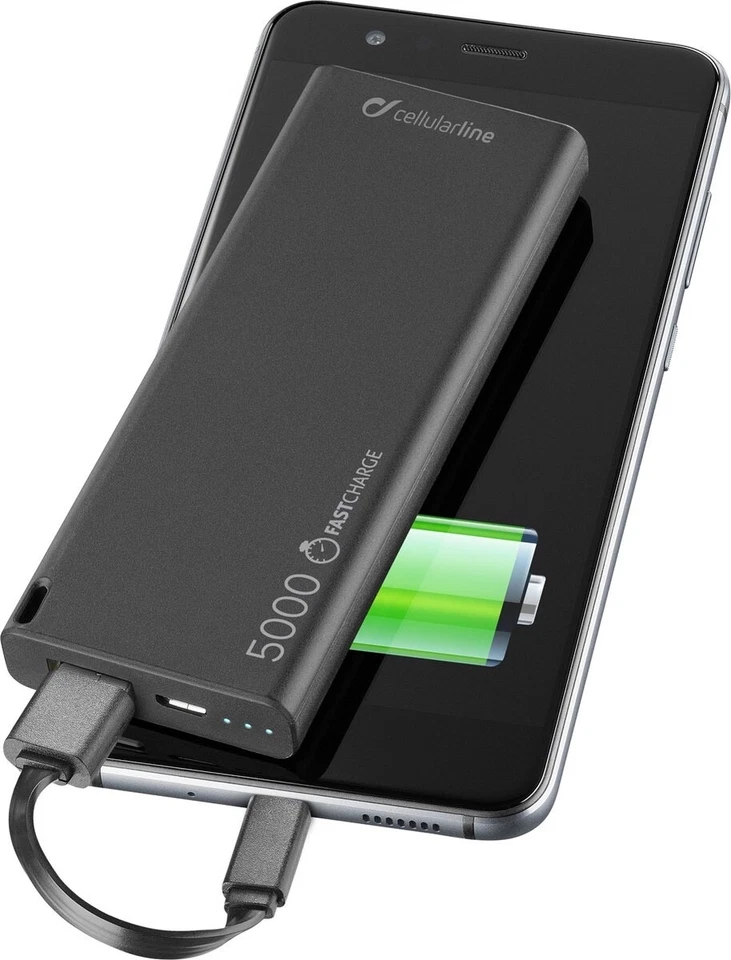 CARICABATTERIA Rapida POWER BANK Originale CELLULARLINE FREEPOWER SLIM 5000 mAh - Immagine 2 di 4