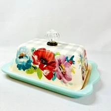 Pioneer Woman Double Butter Ceramic Dish Sweet Romance Blossoms Pattern