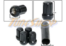 4 DUPLEX 7 SPLINE WHEEL LOCK LUG NUTS KEY 14X1.5 M14 1.5 ACORN CLOSE END BLACK