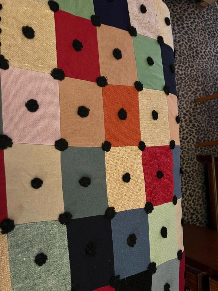 ANTIGUA COLCHA HECHA A MANO AMERICANA COLCHA MULTICOLOR BLOQUE ENVÍO GRATUITO Foto 3 de 4