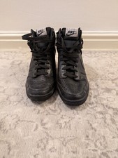 Nike Dunk Sky High Womens Hidden Wedge Heel Shoes Triple Black Snake Size 6 UK