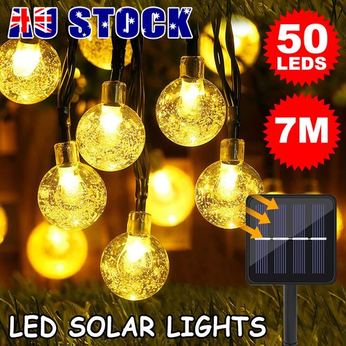 50LED Solar Globe String Lights Fairy Outdoor Festoon Lights Party