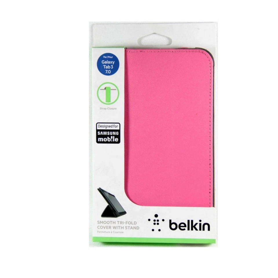 BELKIN CASE FOR SAMSUNG GALAXY TAB 3 7.0 FOLIO SMOOTH TRI-FOLD PINK F7P120TTC02 - Image 3 of 3