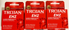 Trojan ENZ Non-Lubricated Premium Latex Condom 3 ct. each Pack of 3 Total 9 Pcs