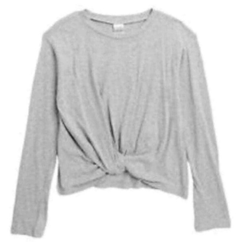 Nordstrom Kids' Twist Front Long Sleeve T-Shirt Grey Heather Size S 7/8 NWT - 第 1/3 張圖片