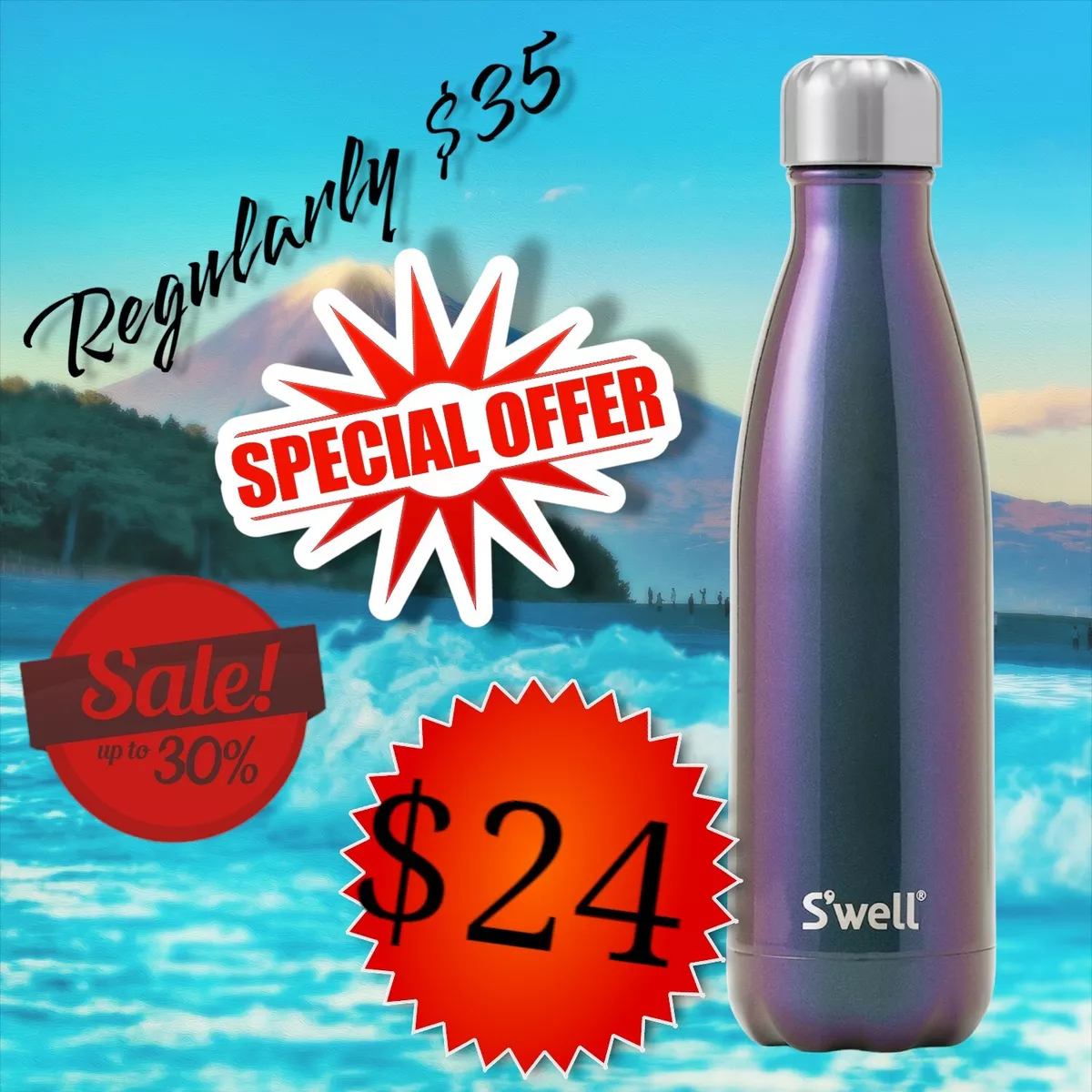 S'well Bottle 17 oz Swell Water Bottle Stainless Steel / Supernova