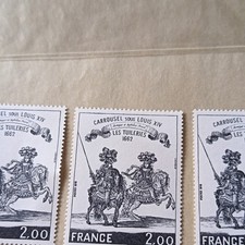 3 Timbre Carrousel Sous Louis XIv Les Tuillerie 1662. Neuf Sous Pochette
