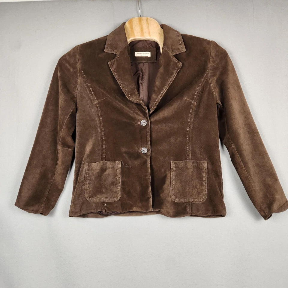 Valerie Stevens Suede Leather Suit Set Womens XL/16 Brown Blazer Maxi Skirt - Image 2 of 4