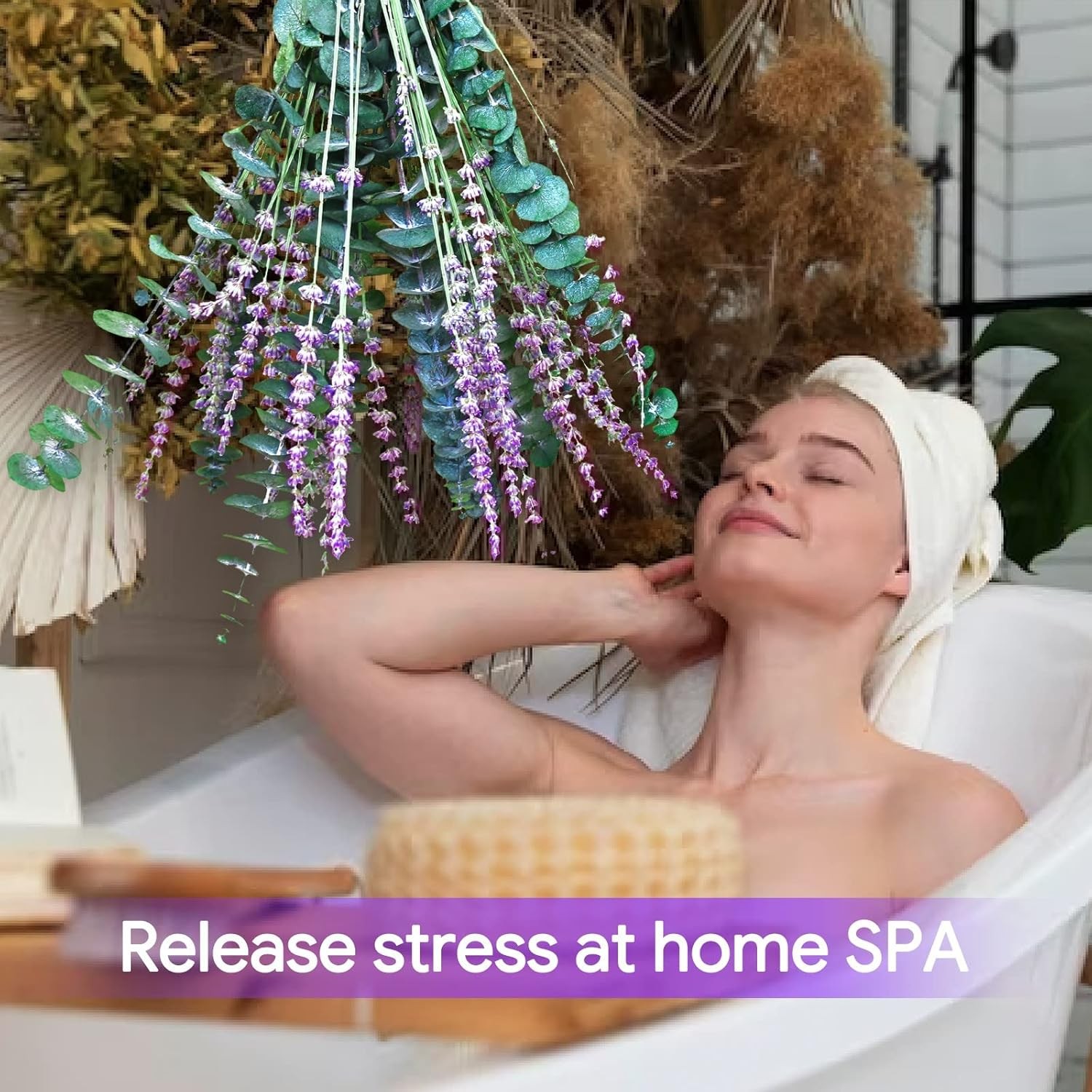 17″ 115Pcs Dried Eucalyptus Flower Lavender Mix Bouquet for Shower Home Decor