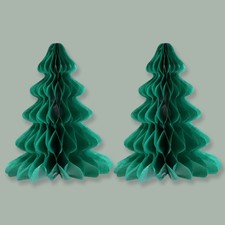 6 Pcs Xmas Party Decorations Honeycomb Paper Christmas Tree And Hats Pendant