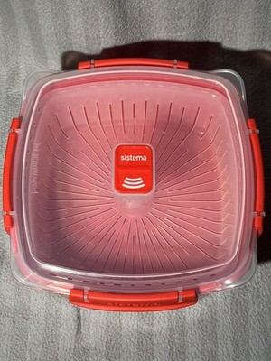 Sistema Mikrowelle Dampfgarer mit abnehmbarem Korb mittel 2,4 L quadratisch rot mit Deckel 