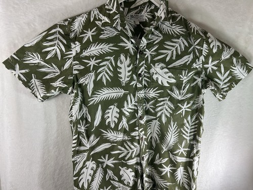 Men's Plate Lunch Short Sleeve Button Down Shirt Large Palms Print Cotton Hawaii - Picture 2 of 9