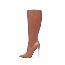 Fashion Party Womens Pointed Toe Side Zipper Up Knee High Boots Stiletto Shoes