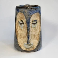 Vintage Mexican Mug Cup Art Pottery Face Mask by Mara Mexico Large Mug 6" x 4"