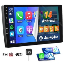 9inch Android 14 Car Stereo 4+64GB 2DIN Radio CarPlay GPS WIFI FM/RDS Head Unit