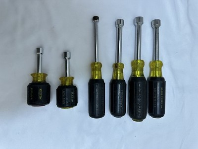 6 Klein Tools SAE Nutdriver 1/4,5/16,1/4,7/16,3/8,7/16