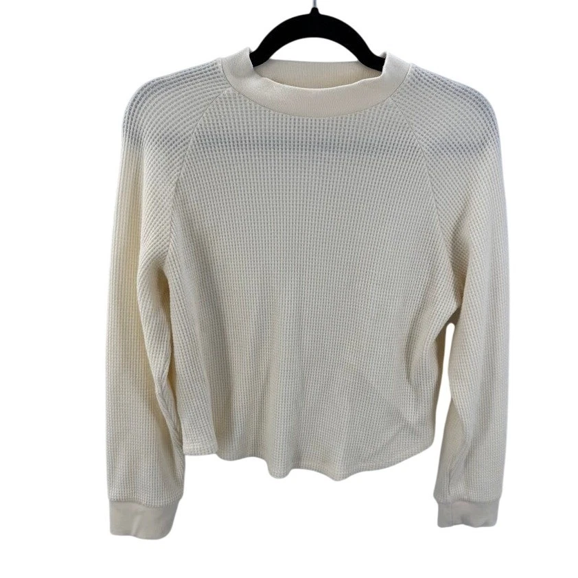 Top para mujer Madewell manga larga tejido gofre cuello falso crema talla L Foto 2 de 4