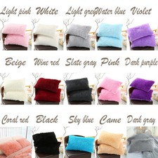 UK Long Fluffy Plush Throw Pillow Cases Shaggy Sofa Bed Cushion Cover 50x70cm