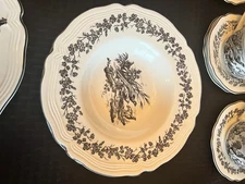 Tabletops Unlimited New England Toile Large Rimmed Soup/Pasta Bowl - Phesants