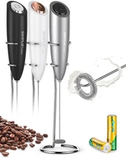 Milk Frother Handheld Battery Operated Electric Foam Maker Drink Mixer with S...