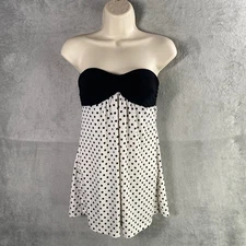 Vintage Y2k Strapless Babydoll Top Womens Small Polka Dot Indie Coquette