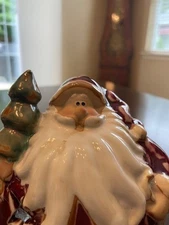 Roly-Poly Santa tea light holder holding tree 5.5"high star shaped cut outs