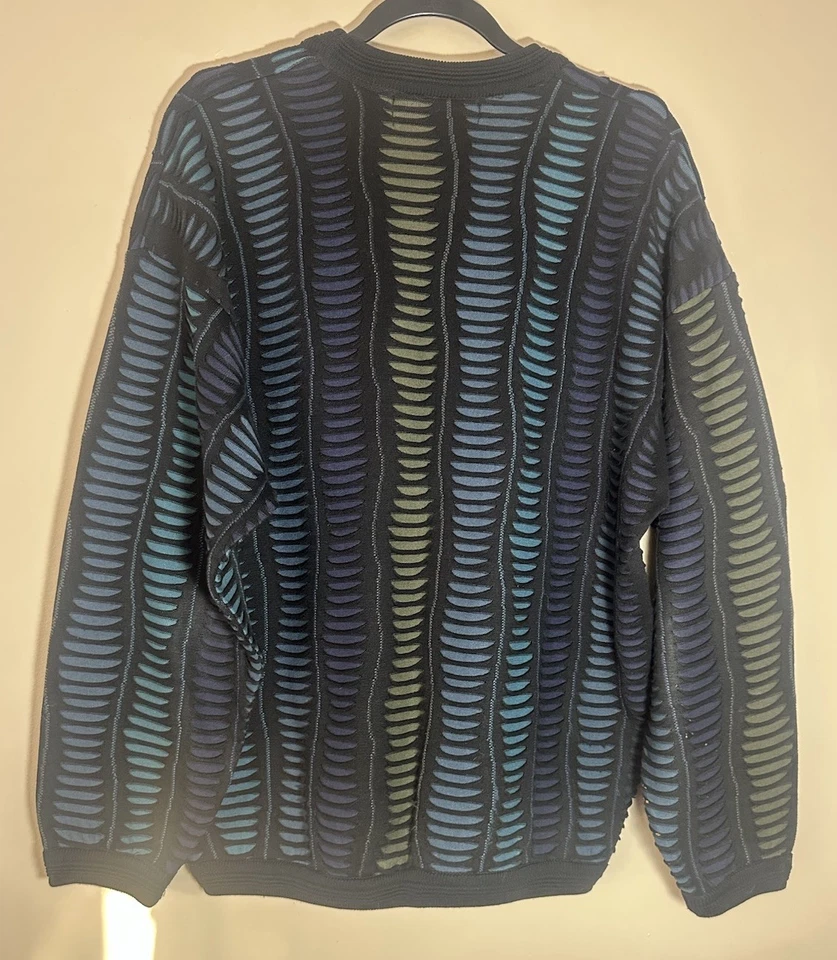 Jersey vintage de Tundra Coogi estilo Coogi 3D para hombres, talla 90 M Canadá azul negro Foto 2 de 4