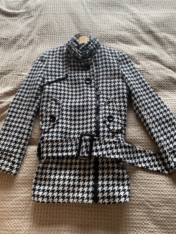 Roca Wear Womens Jacket Size Small S Black white Houndstooth Dress Coat Rocawear