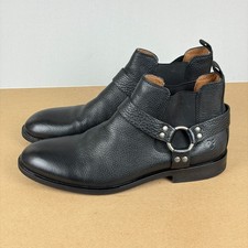 Frye Scott Chelsea Harness Boots Mens 9 Black Leather Double Gore Pull On