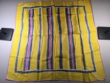 Vera Neumann Signed Scarf Silk Mix Grey Yellow Pink Art Design 26x26