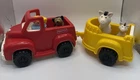 Vintage Fisher-Price Little People Red Pickup Truck & Yellow Trailer Full Set
