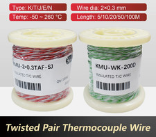 Thermocouple Sensor Wire K T J E N Type PTFE 2x0.3mm -50 260 C 10M 50M 100M