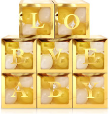 8 Pcs Transparent Balloon Box with 78 Letters for Baby Shower 3 Sets of A-Z Clea