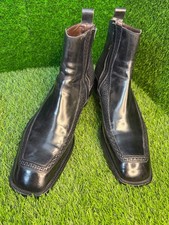 Versace Mens Black Woven Leather Ankle Boots ...