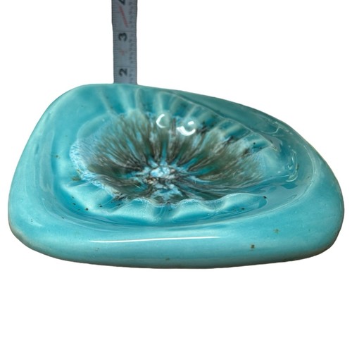 Vintage Drip Glaze California Pottery USA Ashtray Dish, Turquoise And Brown - Picture 9 of 11