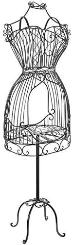 Black Metal Adjustable Wire Frame Dress Form Stand, Mannequin Garment Rack - Image 3 of 4