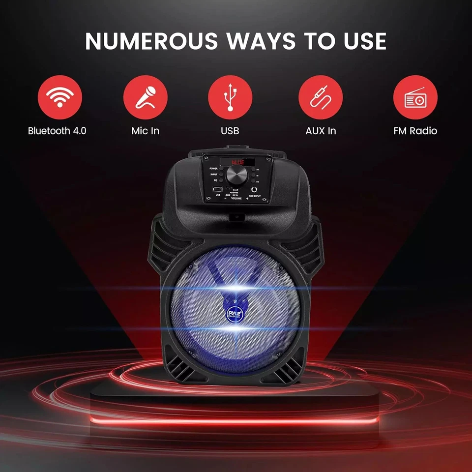 400W Portable Bluetooth PA Loudspeaker - 8” Subwoofer System, 4 Ohm/55-20Khz, US - Image 3 of 4