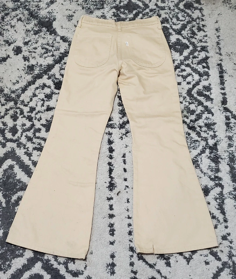 Pantalones Campana Levi Vintage Años 70 Caqui Denim Cepillado Foto 3 de 4